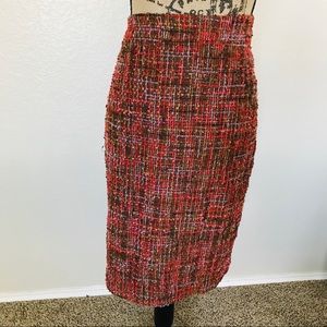 J. Crew brown/orange tweed pencil skirt sz 8